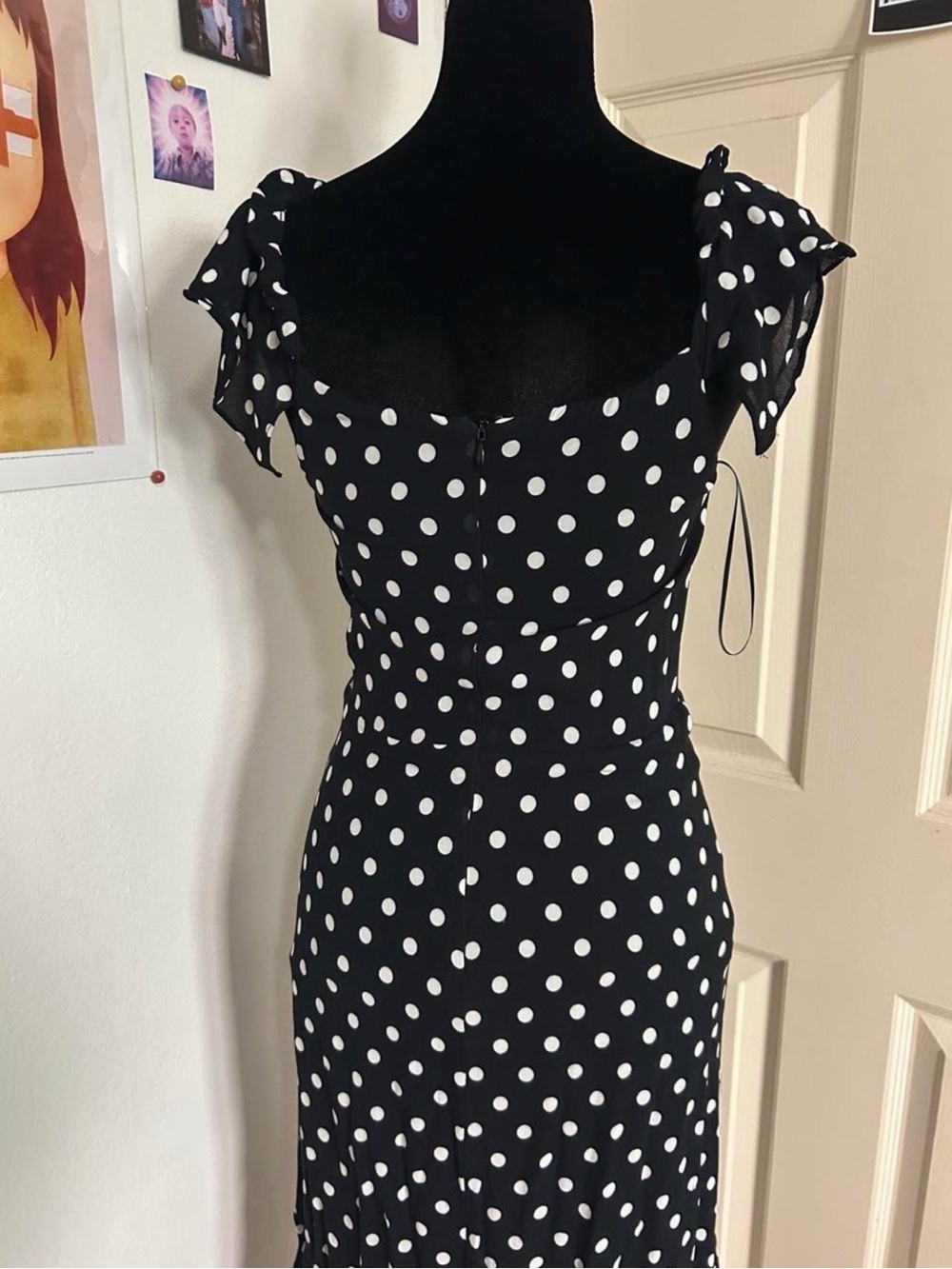 Reformation Black and White Polka Dot Midi Dress